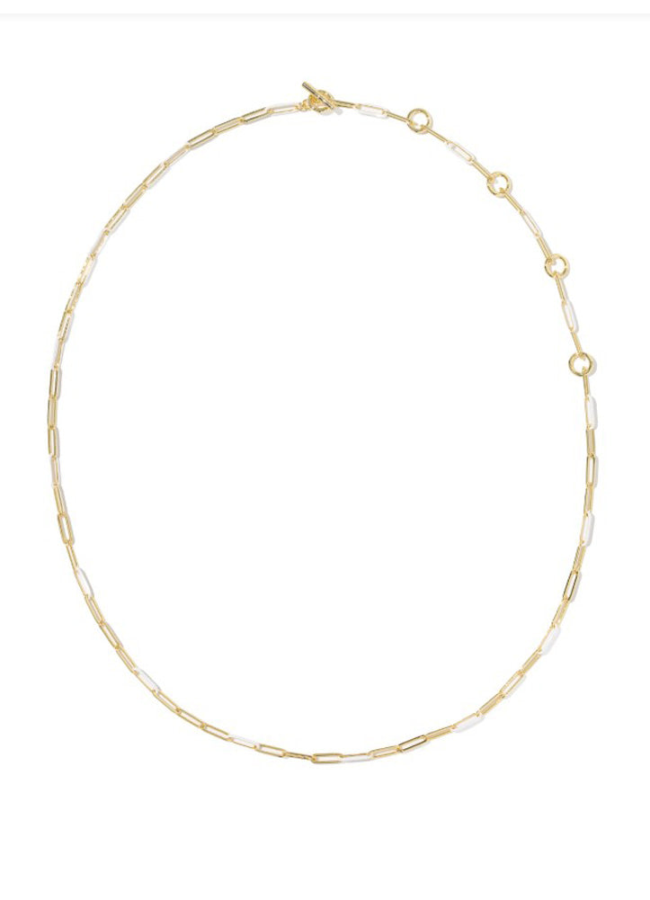 Courtney Enamel Link Necklace Gold White Enamel by Kendra Scott