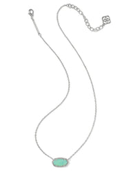 Elisa Necklace Rhod Mint Iridescent Abalone by Kendra Scott