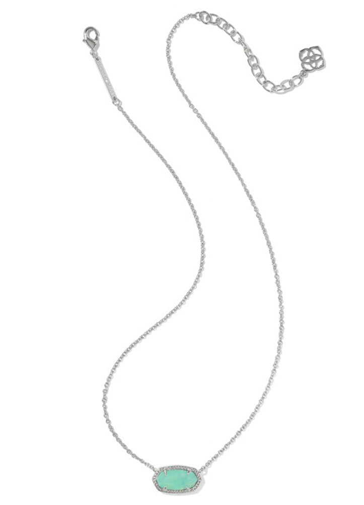 Elisa Necklace Rhod Mint Iridescent Abalone by Kendra Scott