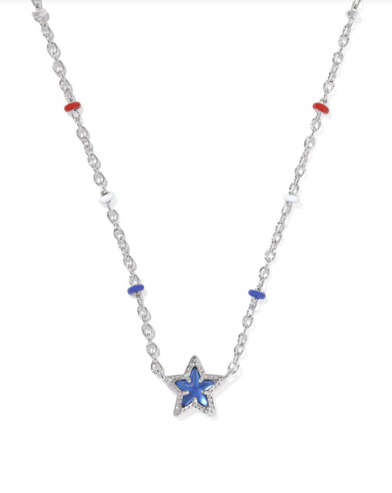 Mini Cassidy Pendant Necklace Rhod Cobalt Blue Illusion by Kendra Scott