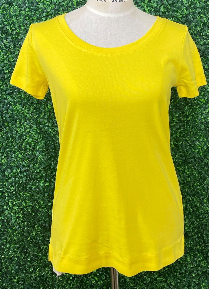 Solid SS Scoop Neck Top in Yellow by Keren Hart