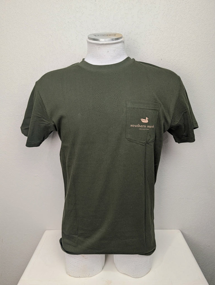 Branding- Retro Camo Tee Dark Olive by Southern Marsh