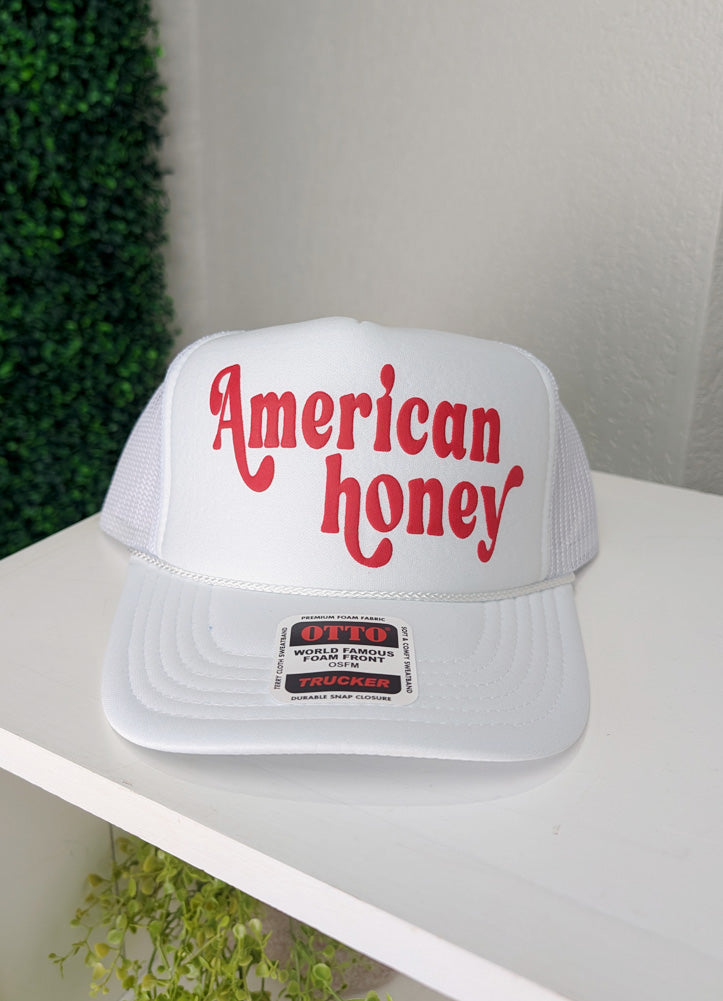 American Honey Trucker Hat in White by Al + Gray