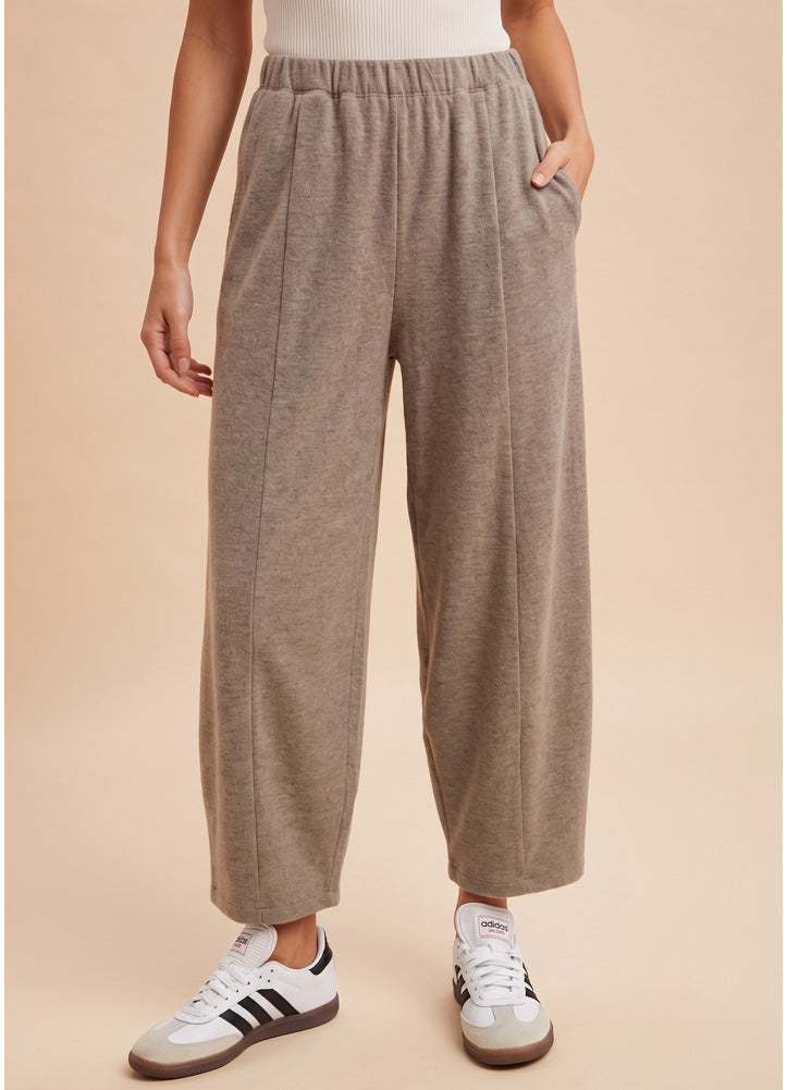 Soft Knit Cropped Barrel Pants Muted Mocha by AnnieWear