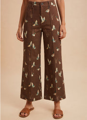 Mallard Print Denim Wide Leg Jeans in Mocha by Anniewear