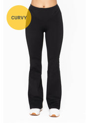 Plus Curvy Contour Seam Flared Leggings in Black by Mono b