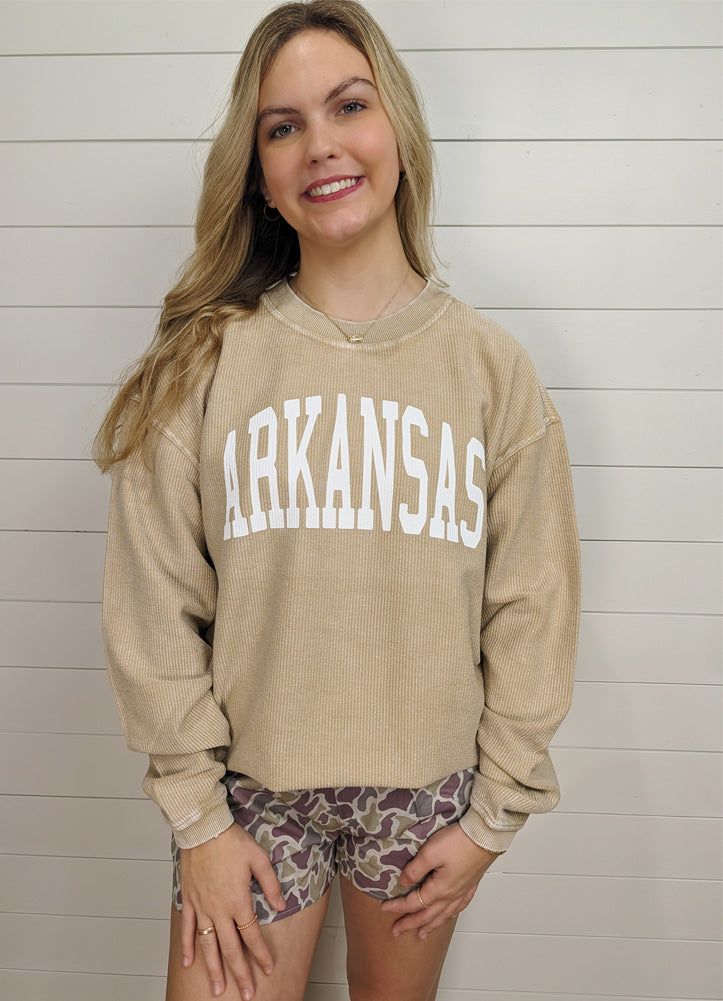 Arkansas Corded Sweatshirt in Latte by Charlie Southern