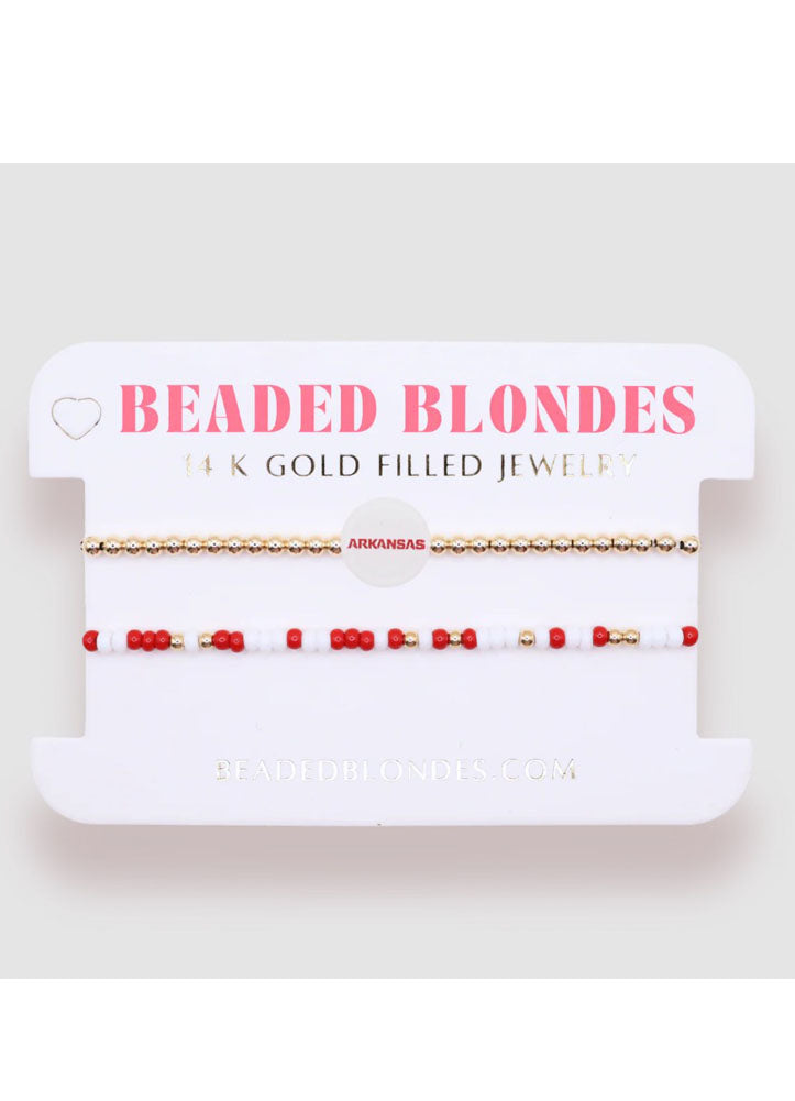 Arkansas Logo Sprinkle Bracelet by Beaded Blondes