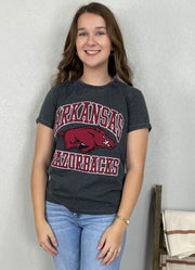 Arkansas Wayne SS Vintage Boyfriend Top in Black by Pressbox