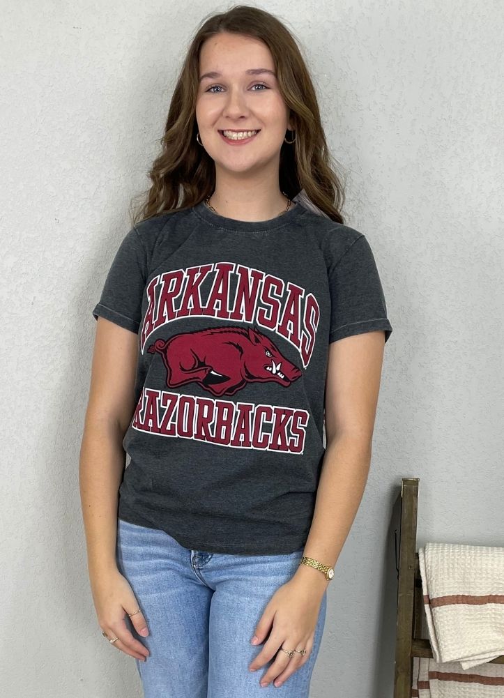 Arkansas Wayne SS Vintage Boyfriend Top in Black by Pressbox