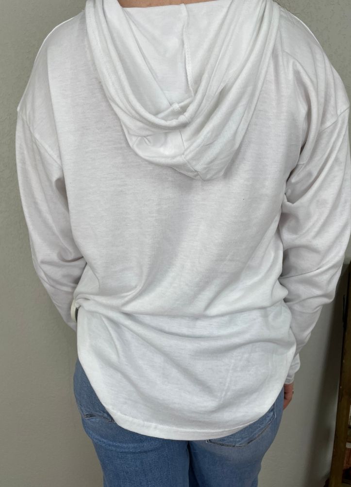 Arkansas Silverton LS Hooded Jersey Top in White by Pressbox