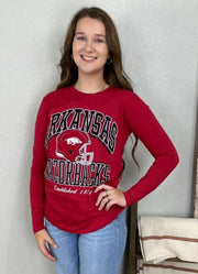 Arkansas Cavelli LS Jersey Top in Crimson by Pressbox