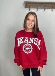 Arkansas Parthenon LS Blousant Oversize Fleece in Crimson by Pressbox