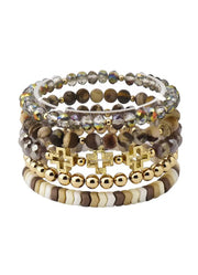 Brown Cross Stretch Bracelet Set by Whats Hot