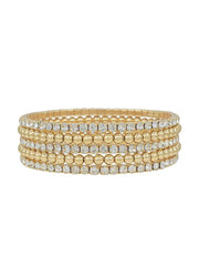 Set of 5 Rhinestone Tennis Chain with Beaded Stretch Bracelet by Whats Hot