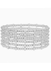 Set of 6 Silver Beaded Stretch Bracelets by Whats Hot
