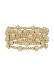 Set of 5 Gold Beaded Stretch Bracelets by Whats Hot