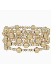 Set of 5 Gold & Silver Beaded Stretch Bracelets by Whats Hot