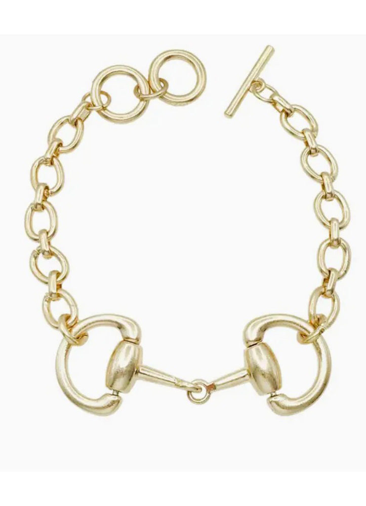 Matte Gold Horse Bit Necklace with Toggle Closure by Whats Hot
