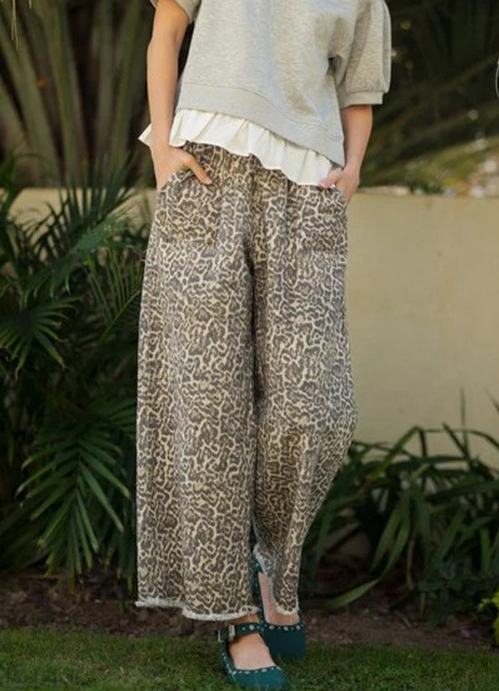 Plus Leopard Print Pull On Pants by Jodifl