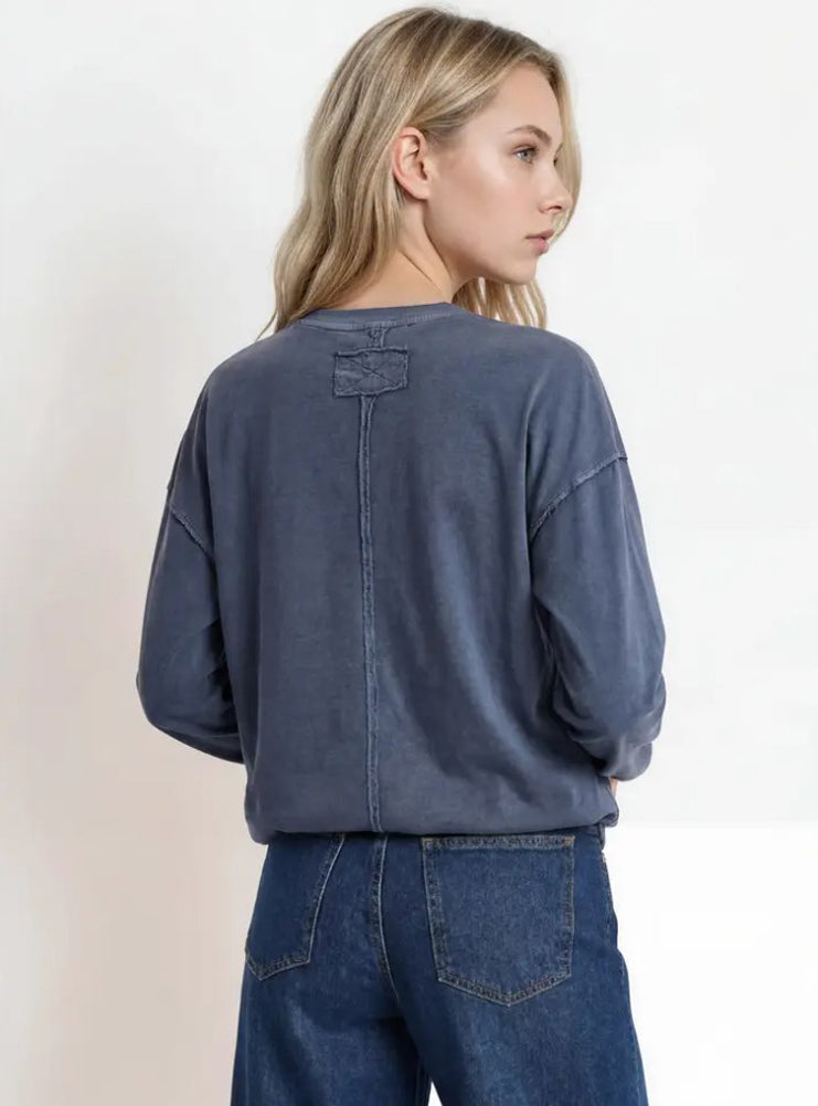 Heathered Geometric Print Knit Sweater Navy by blu pepper