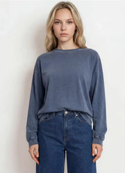 Heathered Geometric Print Knit Sweater Navy by blu pepper