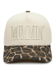 Mommin Two Tone Embroidered Leopard/Beige Cap by Funky Junque