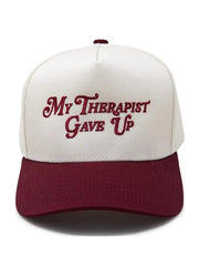 My Therapist Gave Up Two Tone Cap Burgundy/Beige by Funky Junque
