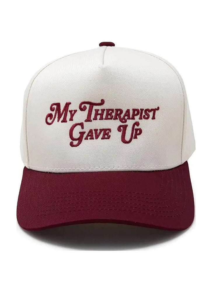 My Therapist Gave Up Two Tone Cap Burgundy/Beige by Funky Junque