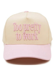 Too Pretty To Work Retro Two Tone Cap Light Pink/Beige by Funky Junque