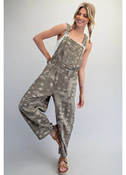 Mineral Washed Paisley Print Jumpsuit Vintage Army by ee:some