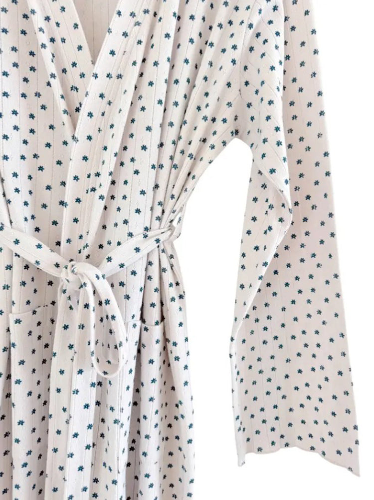 Blue Flower Pointelle Robe by SIIX