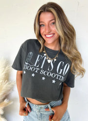 Let's Go Boot Scootin Cropped SS in Charcoal by Pierce + Pine