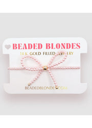 Pink Pearl Beaded Bow Bracelet by Beaded Blondes