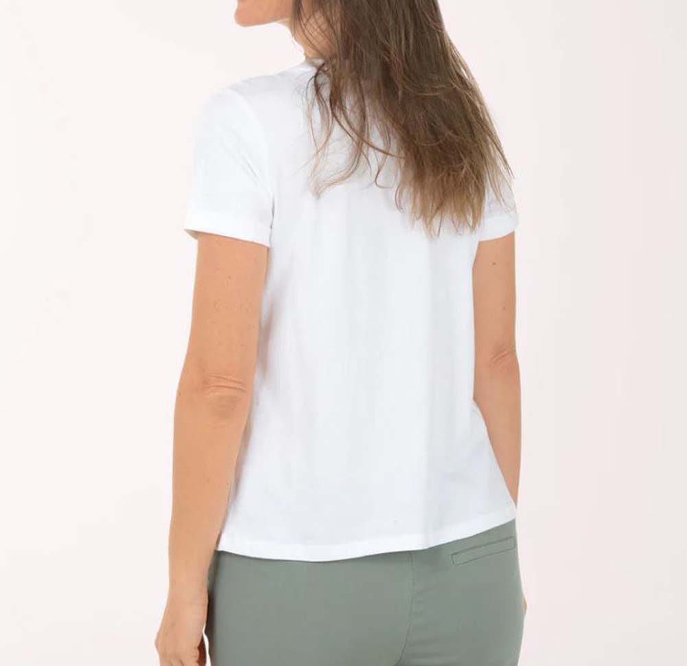 Embroidered Front Cotton Jersey Tee in White by Charlie B