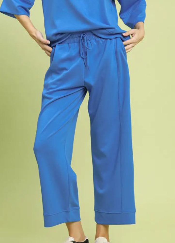 Luxe Knit Straight Leg Pants in Cerulean by Umgee