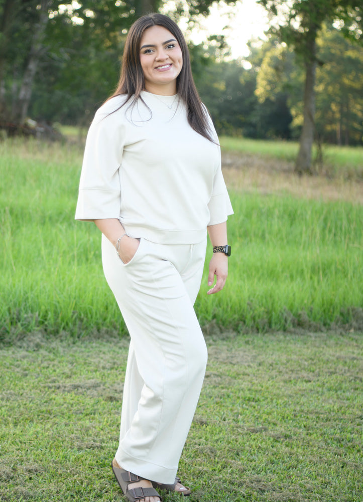 3/4 Raglan Sleeve Top in Ecru by Umgee