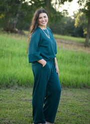 3/4 Raglan Sleeve Top in Teal Green by Umgee