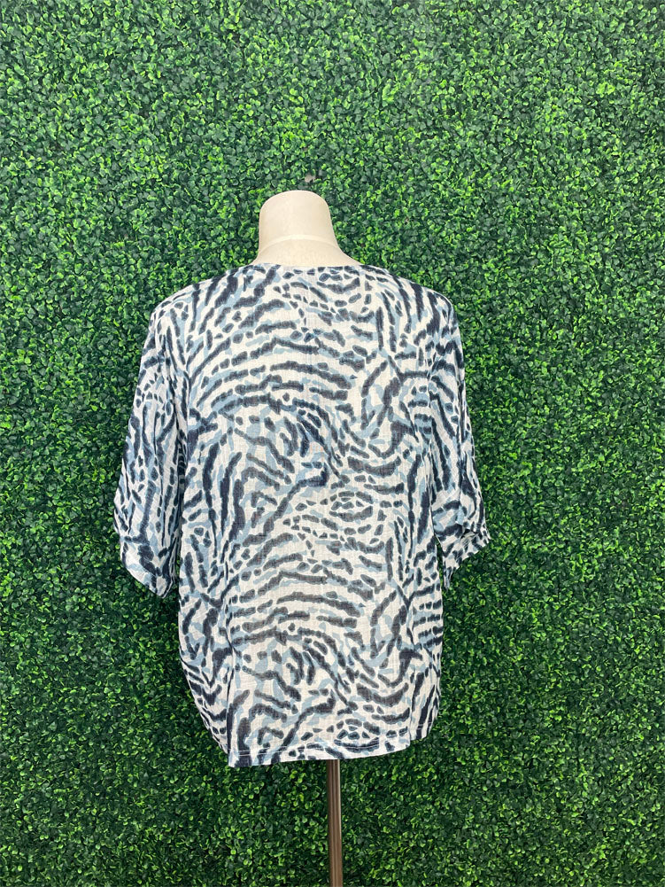 Printed Dolman Cotton Blouse in Zebra by Charlie B