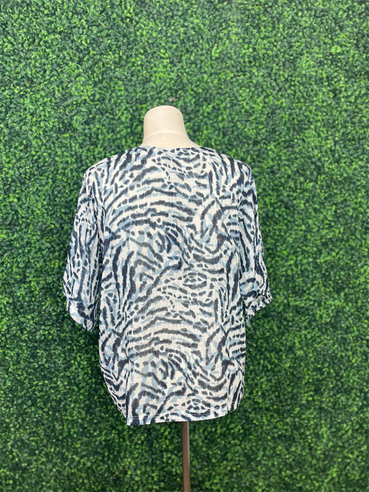 Printed Dolman Cotton Blouse in Zebra by Charlie B