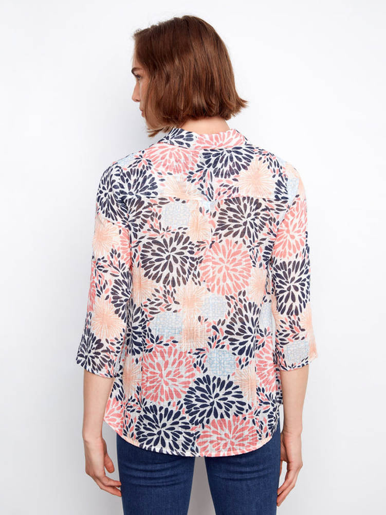 Cotton Gauze Button Up Blouse in Fireworks by Charlie B
