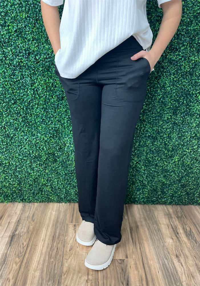 Button Stretch Pants in Black by Umgee