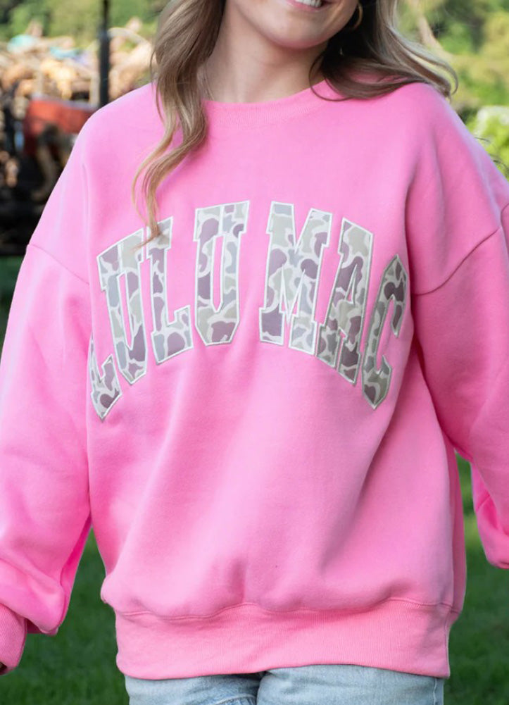 Camo/Bubblegum Lulumac Sweatshirt by Girlie Girl