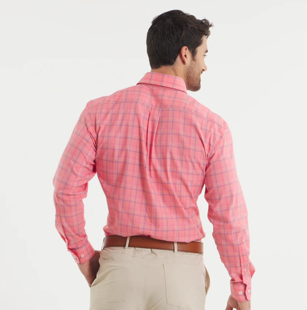 Chatham Lines Performance Dress Shirt in Coral/Slate by Southern Marsh