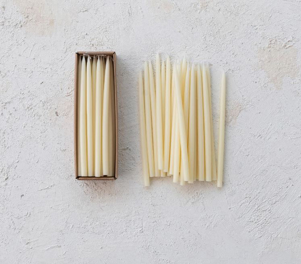 Unscented Thin Taper Candles Ivory Set of 24 by Creative Co-op