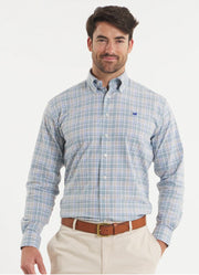 Grainger Performance Plaid Dress Shirt in Sage/Burnt Taupe by Southern Marsh