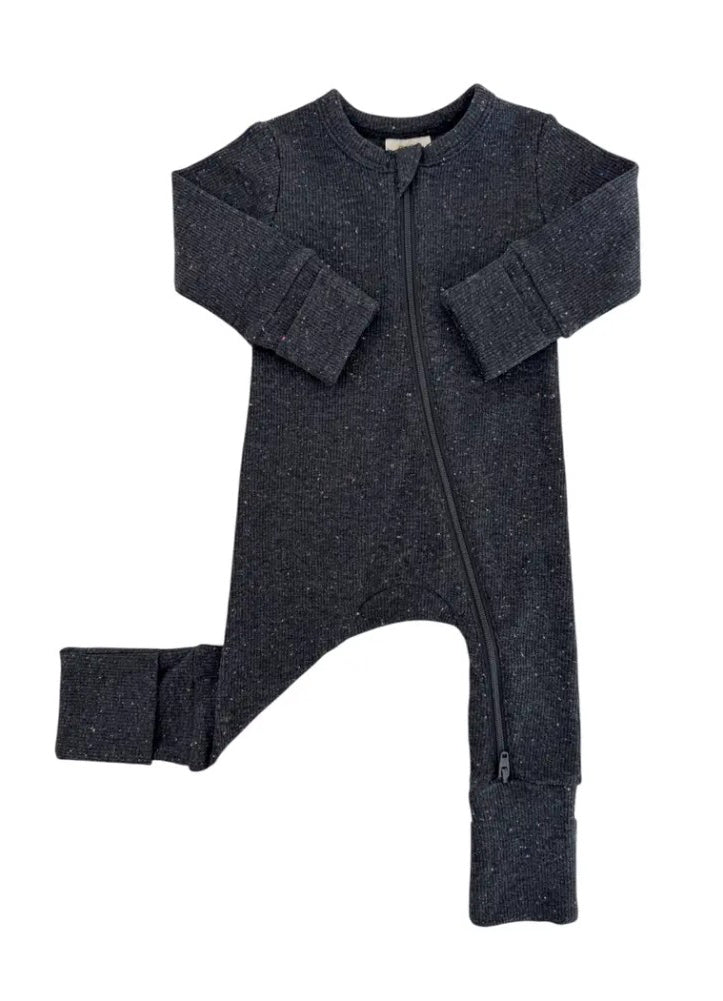 Charcoal Speckle 2 Way Zip Romper by SIIX