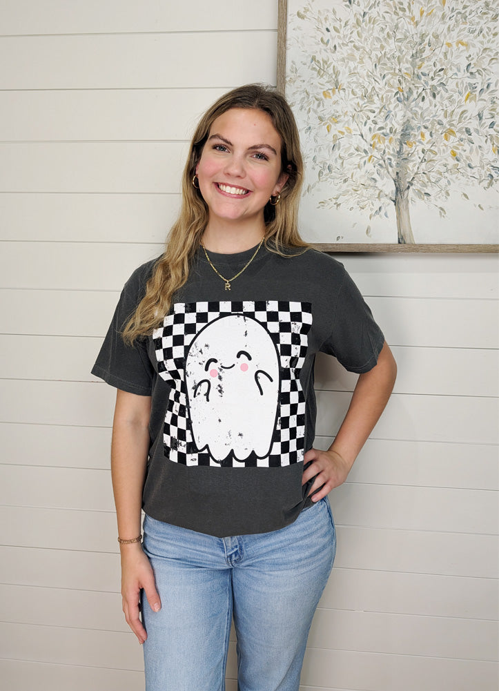 Checkered Ghost Tee in Pepper by Chloe VS Tank