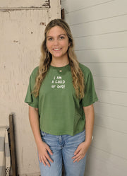 Child of God Cropped Tee in Loden Frost by Elevated Frost