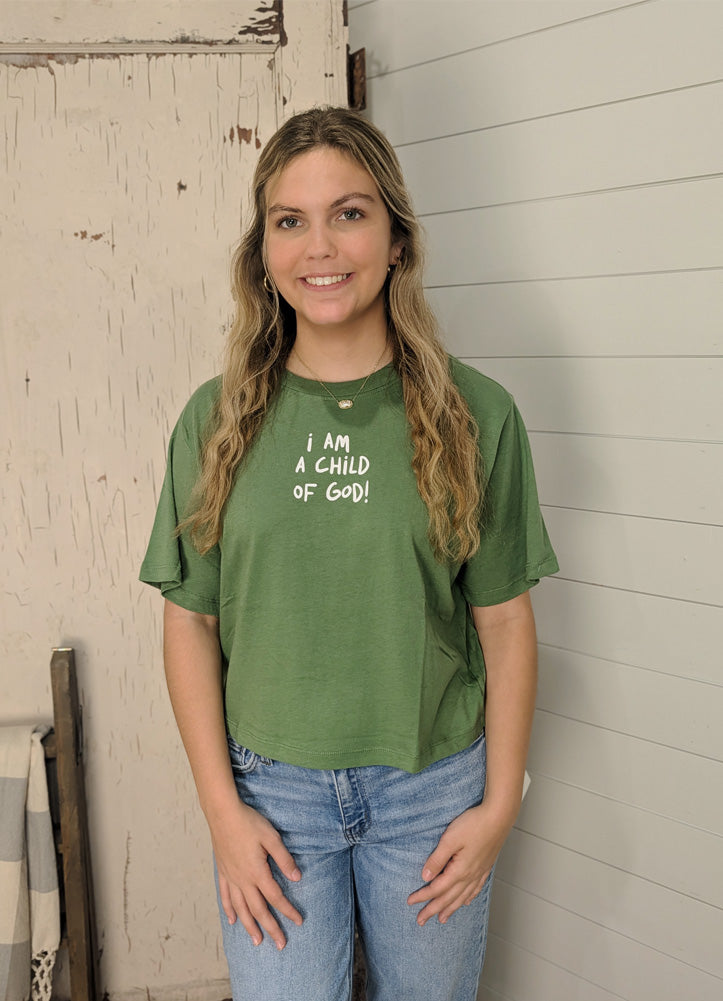 Child of God Cropped Tee in Loden Frost by Elevated Frost